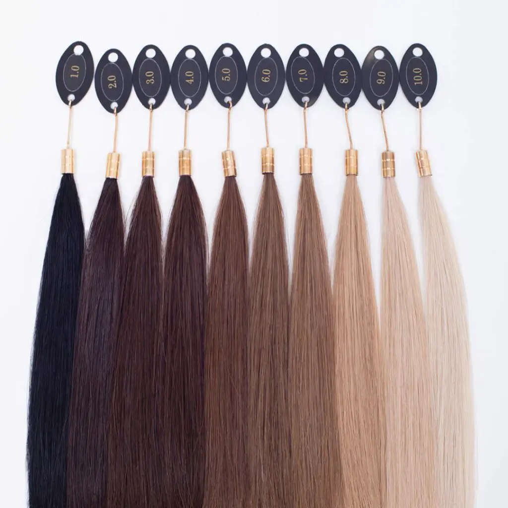 An image of different shades of hair extensions